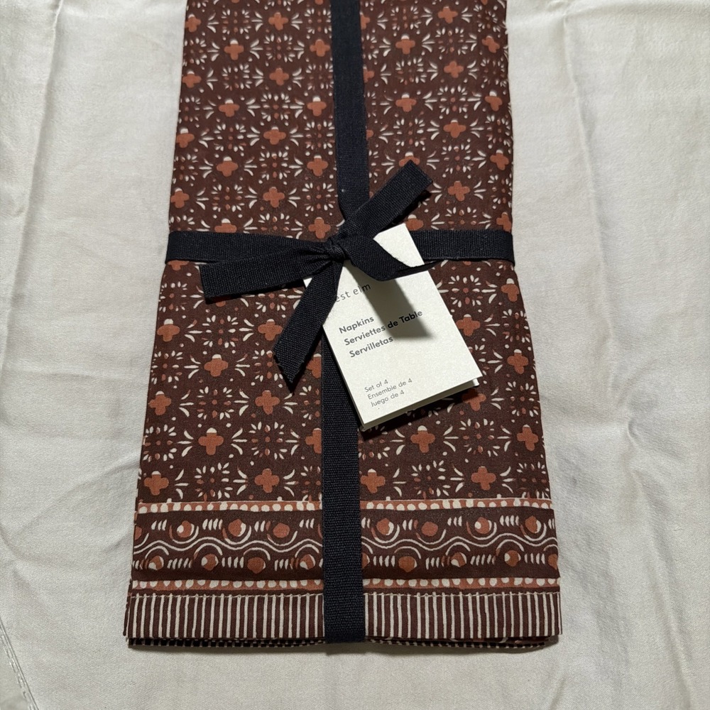 West Elm Jude RED Boho 20" X 20" Napkins Cotton NEW WITH TAGS